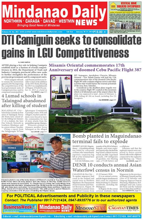 Mindanao Daily Northmin January 30 2016 By Mindanao Daily News Issuu