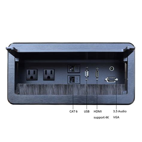 Tabletop Brush Connectivity Box Outlet With Socket Hdmi Lan Vga Power