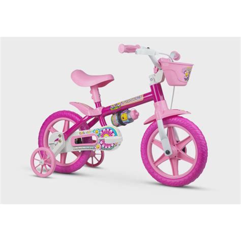 Bicicleta Infantil Aro Rodinhas Menina Flower Nathor Em