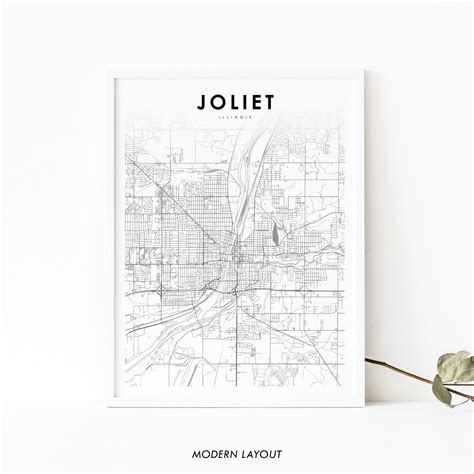 Joliet IL Map Print Illinois USA Map Art Poster City Street | Etsy