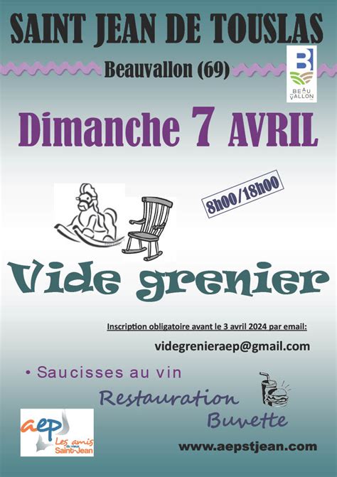 Vide Grenier Dimanche 7 Avril 2024 AEP Saint Jean De Touslas