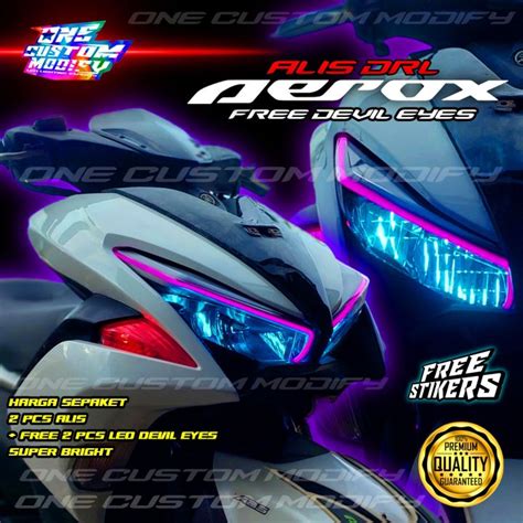 Lampu Alis Led Drl Aerox V Bonus Devil Eyes Lampu Depan Senja Motor