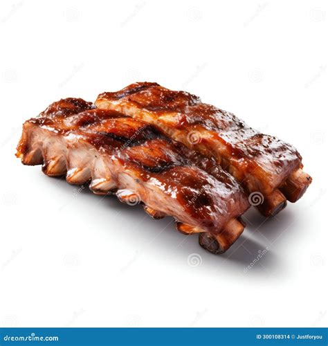 Succulent Barbecue Ribs With Glaze On White Generative Ai Stock