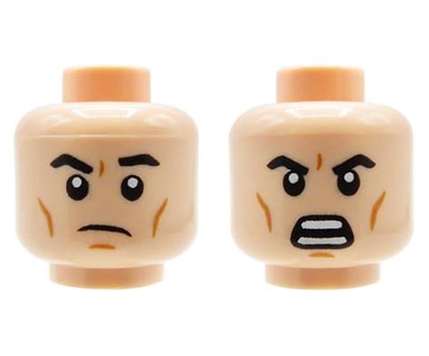 Lego Minifigure Head Man Light Nougat Angry Dual Sided Extra