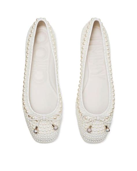 Jimmy Choo Embellished Elme Ballet Flats In Natural Lyst