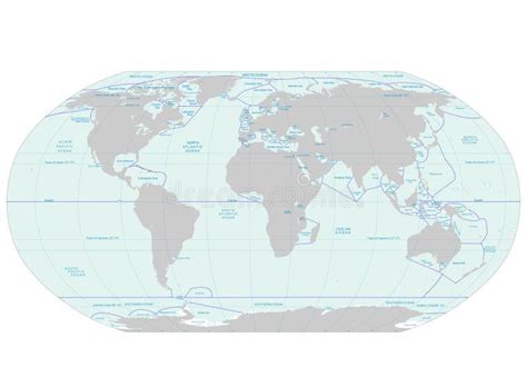 Mapa Hidrológico Del Mundo Con Las Etiquetas De Los Océanos De Los