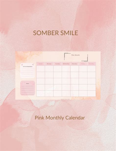 Editable Monthly Calendar template / Printable PDF - Etsy