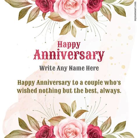 Rose Flower Watercolor Blossom Wedding Anniversary Card | Wedding anniversary cards, Happy ...