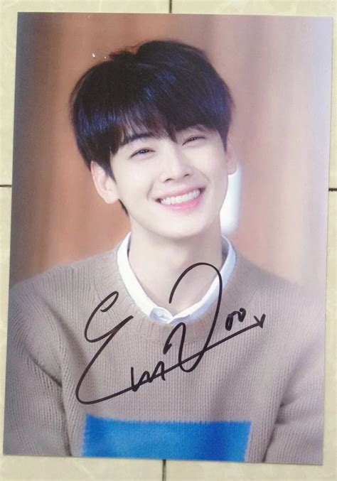 Hand Signed Cha Eun Woo Cha Eunwoo Autographed Group Photo 5 7 K Pop 092018i