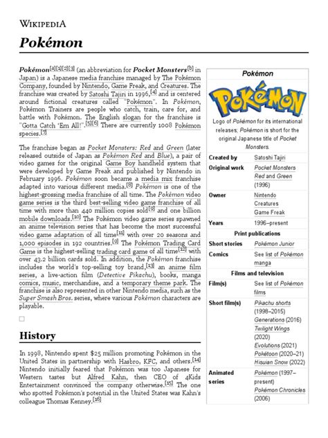 Pokémon Wikipedia Pdf Pokémon Nintendo