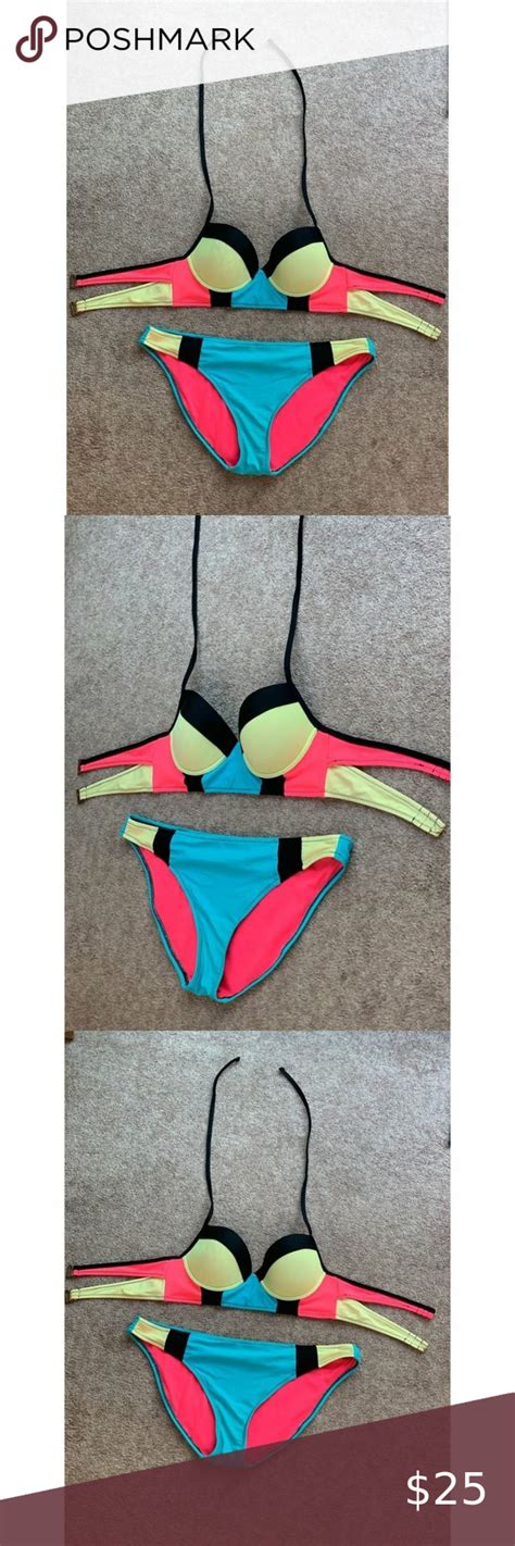 Xhilaration Neon Color Block Bikini Color Block Bikini Neon Color