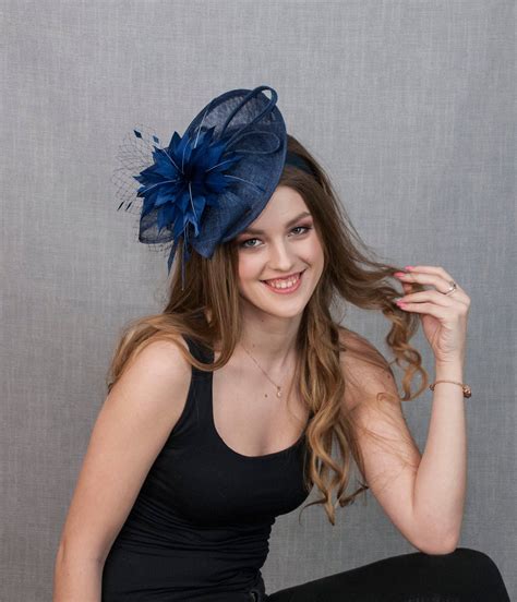 Navy Blue Wedding Hat Blue Race Hat Etsy Wedding Hats Navy Blue Wedding Blue Wedding