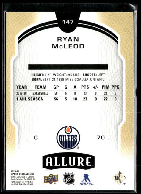 Upper Deck Allure Ryan Mcleod Edmonton Oilers Rookie