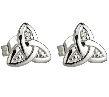 Solvar K White Gold Diamond Trinity Knot Stud Earrings Qvc