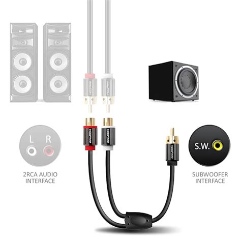 Deleycon M Audio Cinch Y Adapter Verteiler Kabel F R Subwoofer