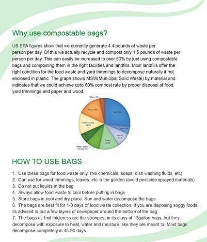 100 Biodegradable Compostable Trash Bags 13 Gallon Astm D6400