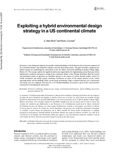 Pdf Exploiting A Hybrid Environmental Design Strategy In A Us