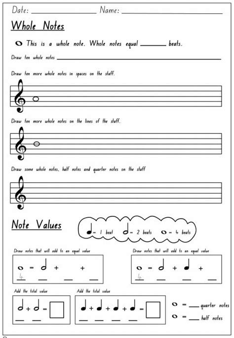 Whole Note Activity Sheet - Studyladder Interactive Learning Games