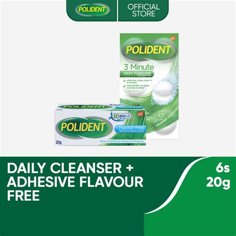 Polident Trial Kit 2 3 Minute Original Cleanser 6s Denture Adhesive