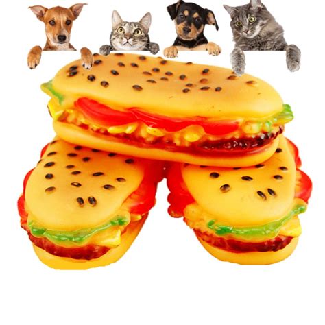 New Burger Squeak Pet Dog Toy Dog Puppy Simulation Rubber Hamburger