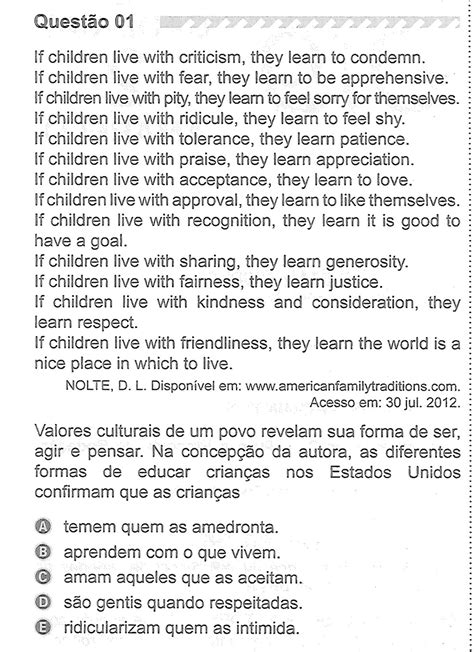 Prova De Inglês Enem
