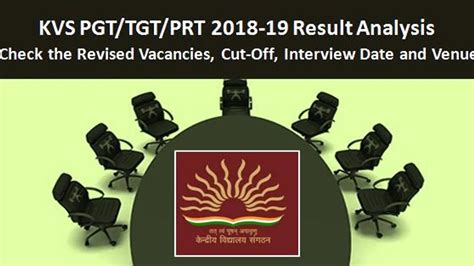 KVS PGT TGT PRT 2018 19 Result Analysis Revised Vacancies Cut Off