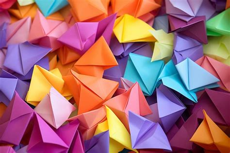 Premium Photo | Colorful origami paper on a white background