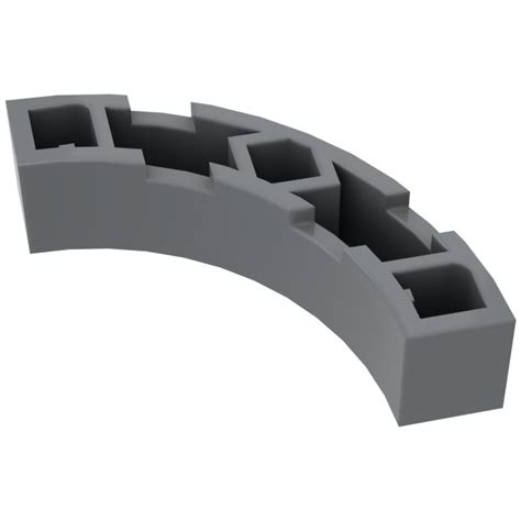 Lego Dark Stone Gray Brick X Round Corner Wide With Studs