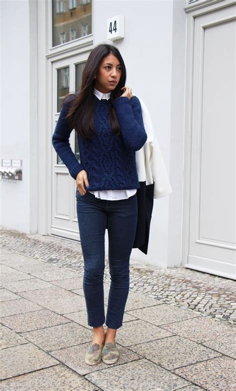 Collared Up Not Your Standard Blue Sweater Outfit Cable Knit