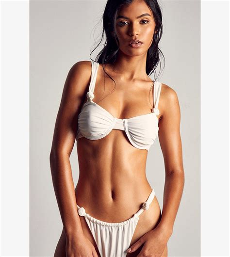 Buy MissPap Knot Detail Ruched Bikini Set In White 6thStreet Saudi Arabia