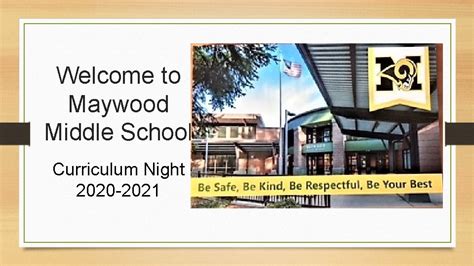 Welcome to Maywood Middle School Curriculum Night 2020