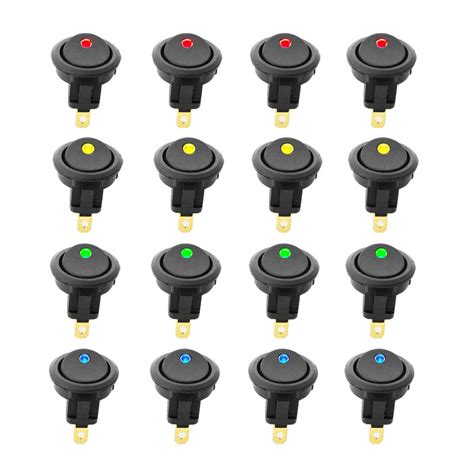 Amazon CESFONJER 16 Pcs LED Illuminated Round Rocker Switch Blue