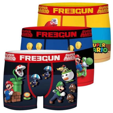 FREEGUN Boxer Homme Luigi Bowser Calecon Homme SUPER MARIO Maille