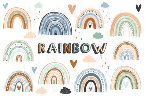 Boho Rainbows Collection Set By Yenzarthaut Thehungryjpeg