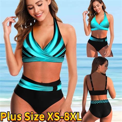 Women Plus Size Swimsuit Sexy Women High Waist Bikini Swimwear Female