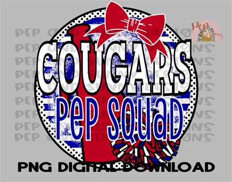 Cougars Pep Squad Cheer Team Design Dance Team Design Megaphone Bow Png