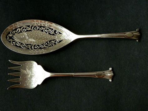 Victorian Sterling Silver Sardine Servers Fish Knife Fork Hallmarked