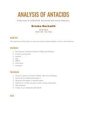 Lab Report 4 Brooke Beckwith ANALYSIS OF ANTACIDS Preformed On 9 26