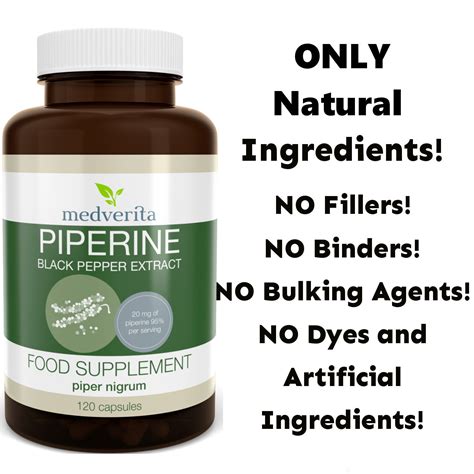 Piperine Black Pepper Extract 95 Piper Nigrum 120 Capsules Free Uk Delivery On All Orders