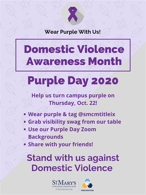 Purple Day Thursday October 22 2020 Domestic Violence Awareness