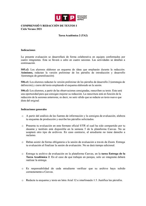 S05 s2 S06 s1 s2 Tarea académica 2 Formato oficial UTP Verano 2021