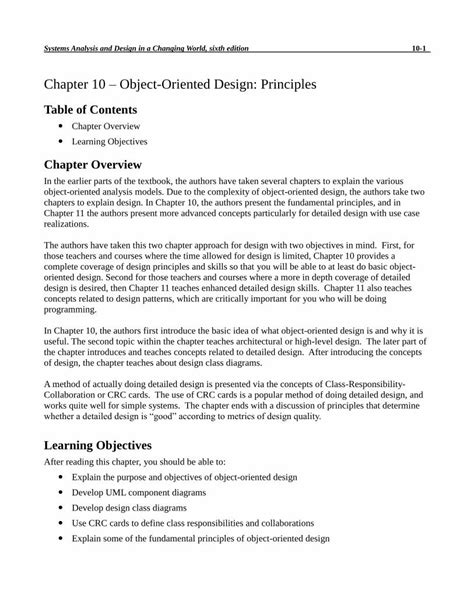 Pdf Chapter 10 Object Oriented Design Sfuschetto Sitepages Cis201