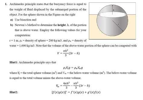 Archimedes Principle States That The Buoyancy Force Is Equal To The