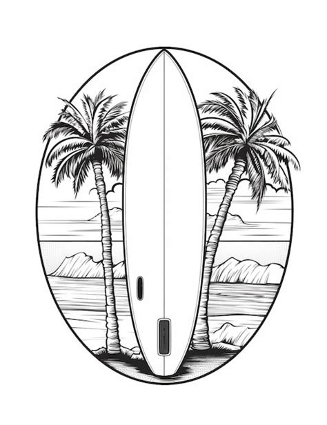 Premium Ai Image A Surfboard With Two Palm Trees On It