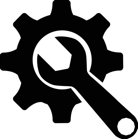 Cogwheel And Wrench Icon On White Background Gear And Wrench Sign