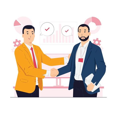 Business Deal Two Business Partners Handshaking Concept Illustration