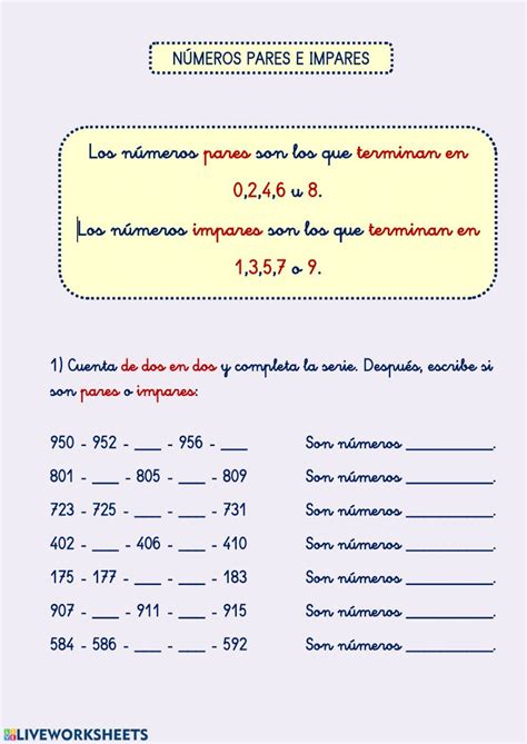 N Meros Pares E Impares Interactive Exercise School Subjects