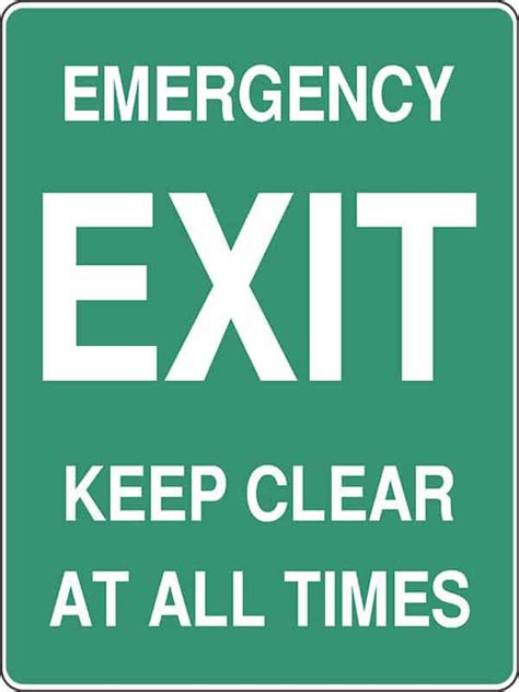 Emergency Exit Keep Clear At All Times Sign Smart