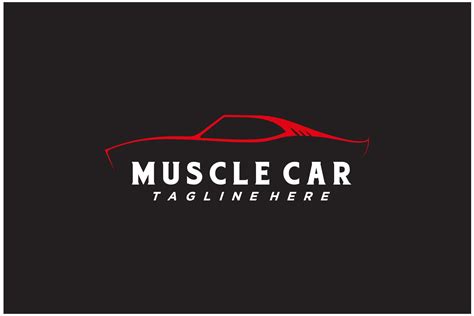 Muscle Car Logo In Simple Red Line Graphic By Sore Creative Fabrica