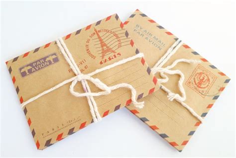 Mini Vintage Style Air Mail Envelopes Set Of 8